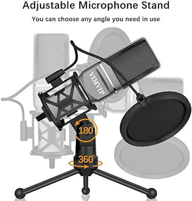 Alt view image 3 of 6 - VIMVIP USB Microphone, Microphone for Computer USB Mic for PC Desktop Laptop Condenser Microphone to Recording Podcast Gaming Streaming YouTube