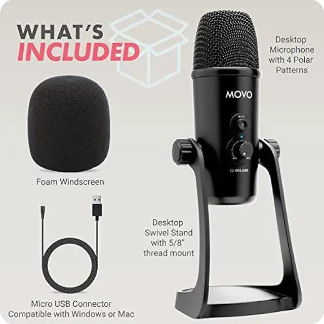 Alt view image 3 of 5 - Movo UM700 Desktop USB Microphone for Computer with Adjustable Pickup Patterns Perfect as a Podcast Microphone, Streaming Microphone, Gaming Microphone, PC Microphone, ASMR Microphone and More