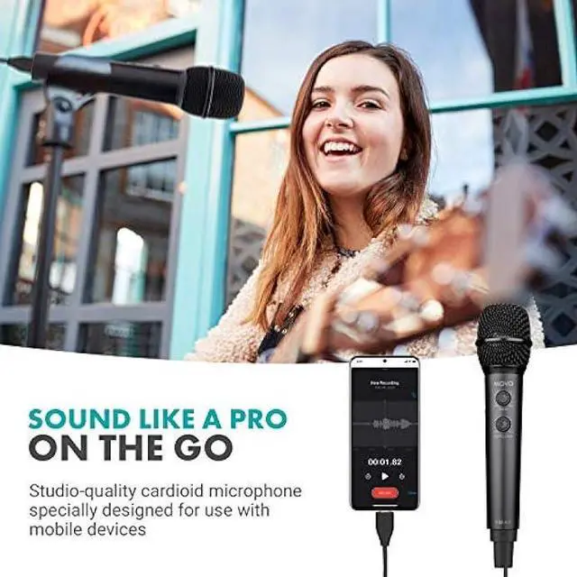 Alt view image 4 of 7 - Movo HM-K1 Handheld Digital Cardioid Condenser Microphone for iPhone, Android, Computer with Mic Stand - USB, USB C and Lightning Connector Cables - Mic Compatible with PC, Mac, iPhone, iPad, Android