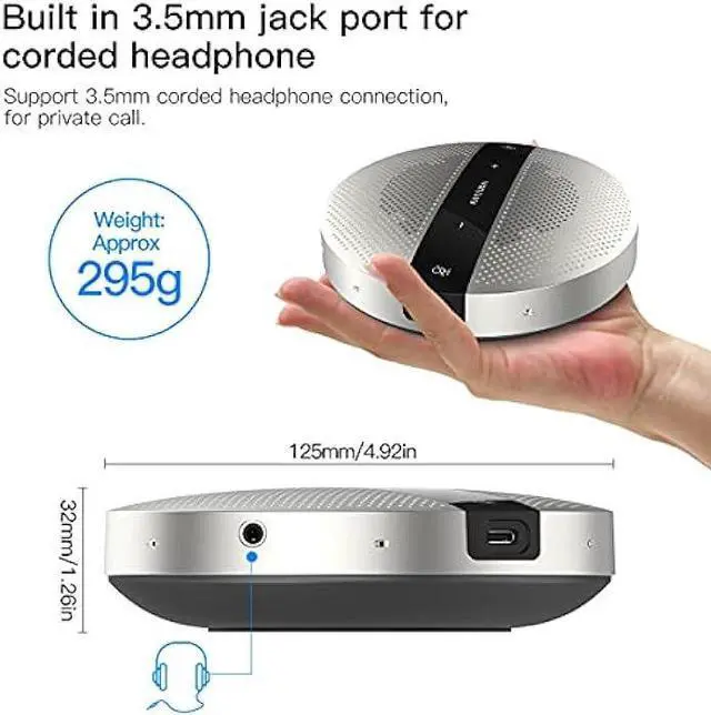 Alt view image 5 of 6 - KAYSUDA USB Speaker Phone 360° Omnidirectional Microphone Portable Conference Speakerphone Echo Cancellation for Teams, Zoom, VoIP Calls, Webinar, Phone, Call Center, Recording