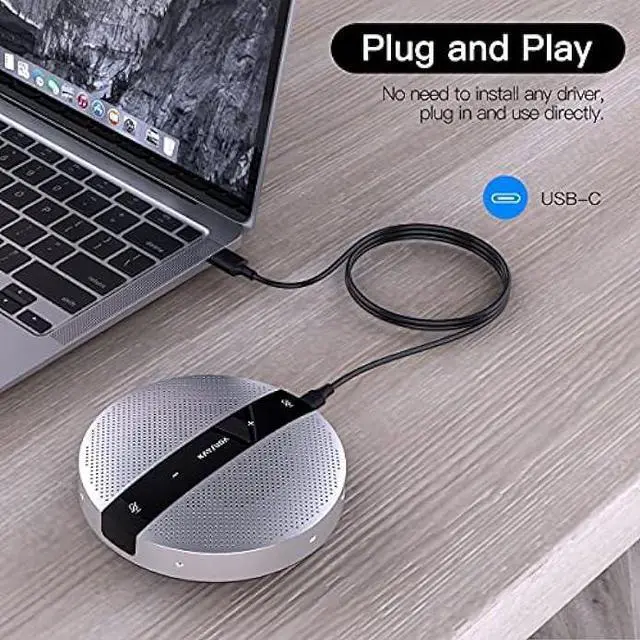 Alt view image 6 of 6 - KAYSUDA USB Speaker Phone 360° Omnidirectional Microphone Portable Conference Speakerphone Echo Cancellation for Teams, Zoom, VoIP Calls, Webinar, Phone, Call Center, Recording
