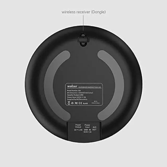 Alt view image 4 of 6 - Bluetooth Speakerphone Conference Microphone with Wireless Dongle, Portable USB Speaker for Meetings, 6 mics 360° Enhanced Voice Pickup, Noise Reduction for Home and Office 10W Louder Sound Walzer
