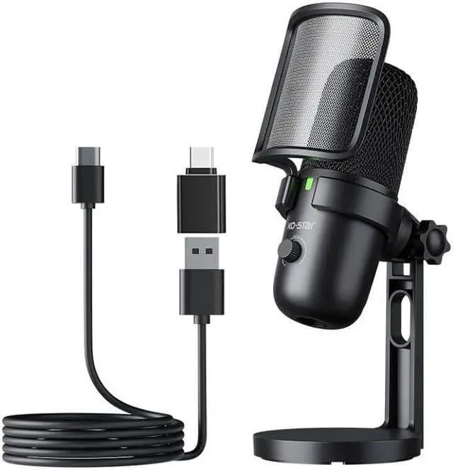 Main image of USB Microphone for PC,PC Mic for Streaming,Podcasts, Condenser Computer Desktop Mic on Mac/PS4/PS5 with Quick Mute,Gain knob & Monitoring Jack for Recording,Podcasting,YouTube