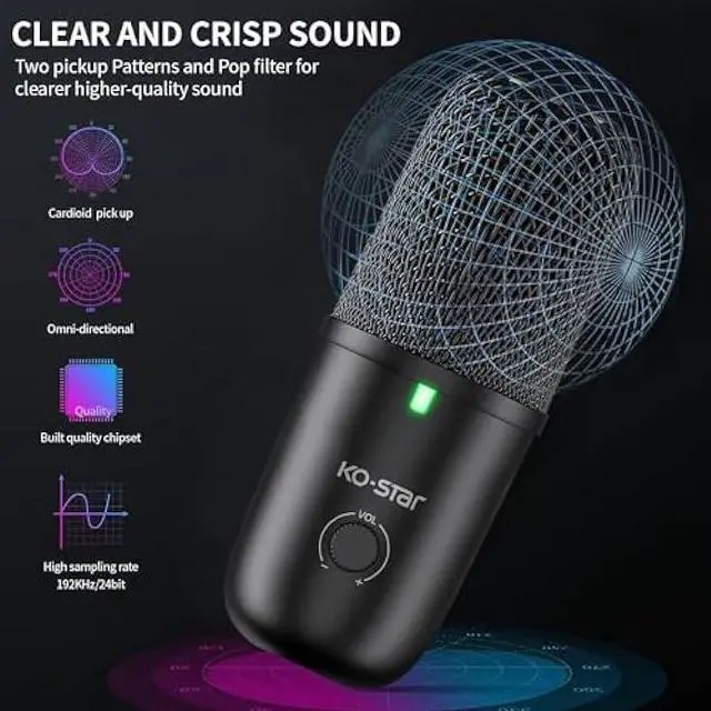 Alt view image 2 of 6 - USB Microphone for PC,PC Mic for Streaming,Podcasts, Condenser Computer Desktop Mic on Mac/PS4/PS5 with Quick Mute,Gain knob & Monitoring Jack for Recording,Podcasting,YouTube