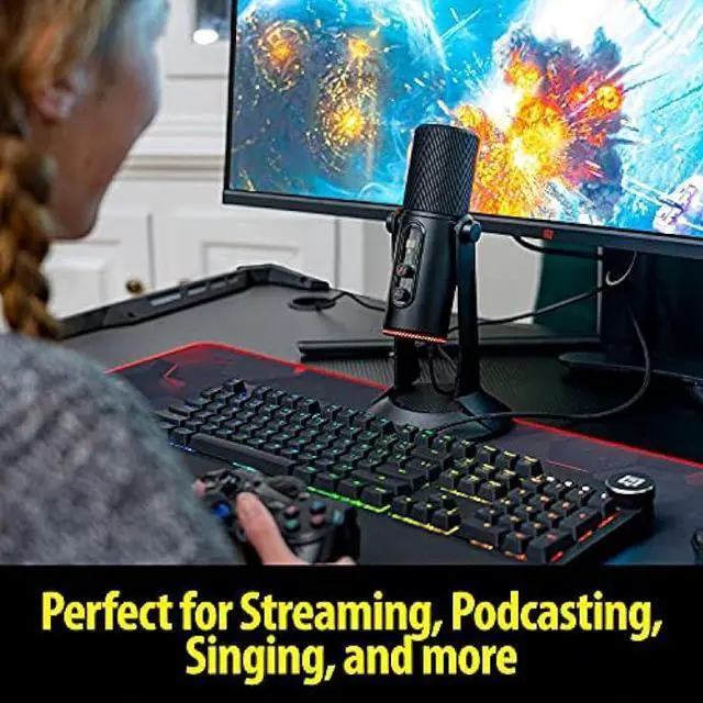 Alt view image 4 of 6 - Deco Gear PC Microphone for Gaming, Streaming, Singing, Recording, and Meetings, Features RGB Lighting, Stereo, Cardioid, Omnidirectional, and Bidirectional Recording, USB Plug and Play