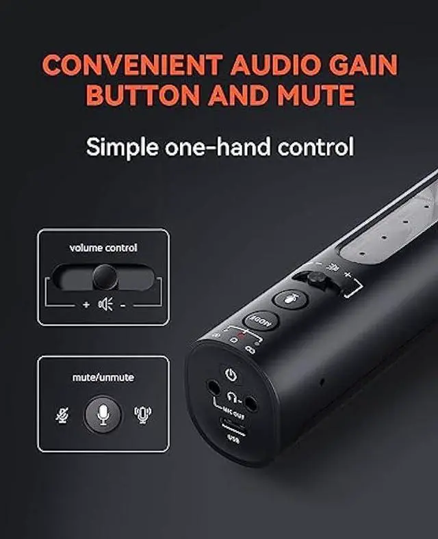 Alt view image 3 of 6 - NUROUM NEARSTREAM AM10B USB Condenser Gaming Microphone, 3 Polar Patterns Noise Cancellation Computer Microphone, Desktop Podcast Mic with Mute, AGC, Pop Filter for Streaming Recording
