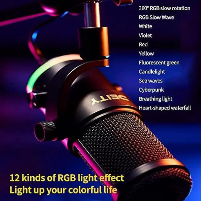 Alt view image 6 of 6 - Deity VO-7U Tripod Kit USB Broadcast Microphone Dynamic USB Mic with RGB Lighting Effect for Phones Laptop PS5 Xbox Game Live Stream Conference Broadcast (Standard Black)