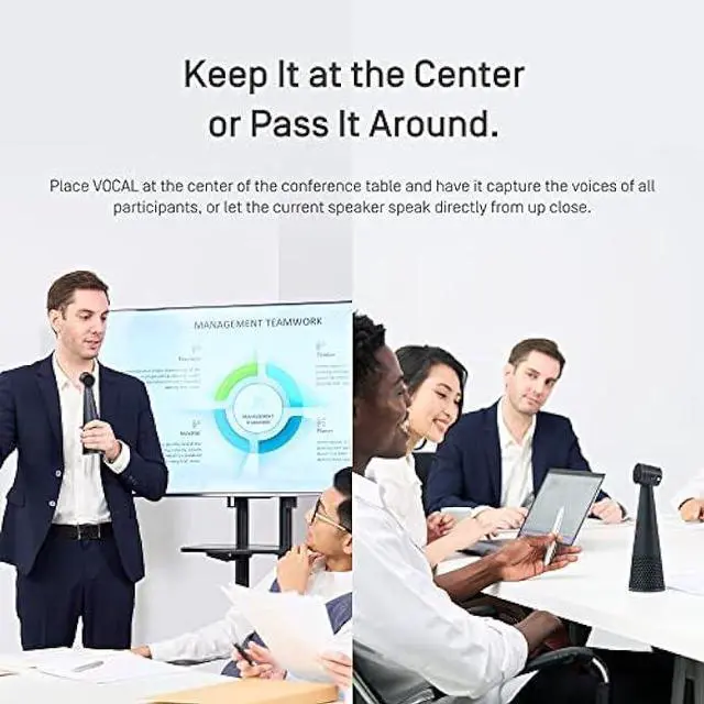 Alt view image 4 of 6 - Ipevo Vocal AI Beamforming Bluetooth Speakerphone for Conferencing, Video Calls, Online Meetings, Hybrid Work, Meeting Rooms, Microphone with Noise Reduction