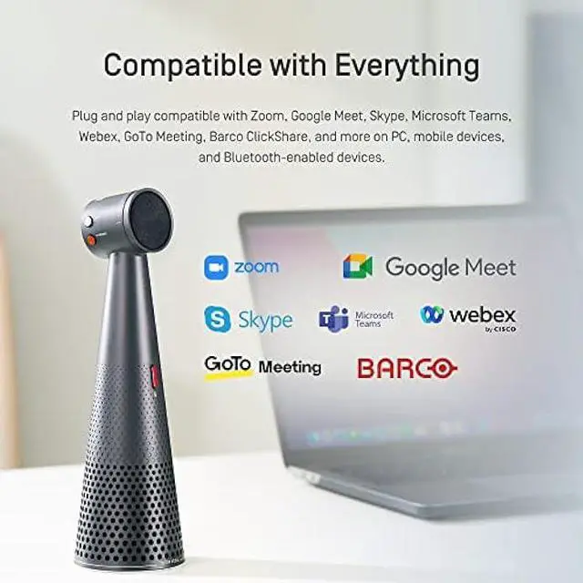 Alt view image 6 of 6 - Ipevo Vocal AI Beamforming Bluetooth Speakerphone for Conferencing, Video Calls, Online Meetings, Hybrid Work, Meeting Rooms, Microphone with Noise Reduction
