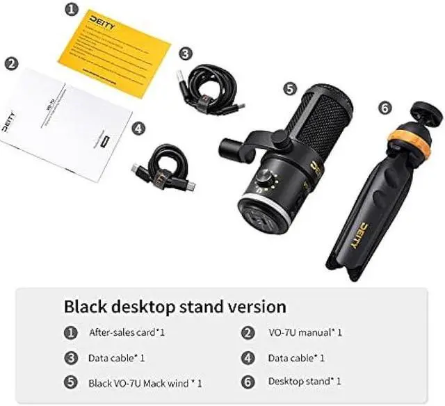 Alt view image 2 of 6 - Deity VO-7U Tripod Kit USB Broadcast Microphone Dynamic USB Mic with RGB Lighting Effect for Phones Laptop PS5 Xbox Game Live Stream Conference Broadcast (Standard Black)