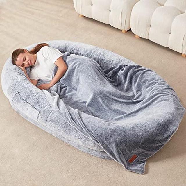 Home Sponge Bed Bean Bag Chair Cover Slipcover Double Bedroom Balcony Large  Couch Round Soft Fluffy Cover No Fillings Only Cover - Walmart.com