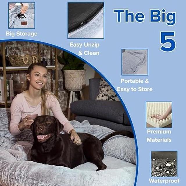 Alt view image 4 of 7 - Human Dog Bed | Extra Large Human Sized Dog Bed | Giant Dog Bed for Humans and Pets | Floor Bed Human Dog Bed for People Adults | Nap Bed Adult Dog Bed for Humans with Washable Fur and Blanket