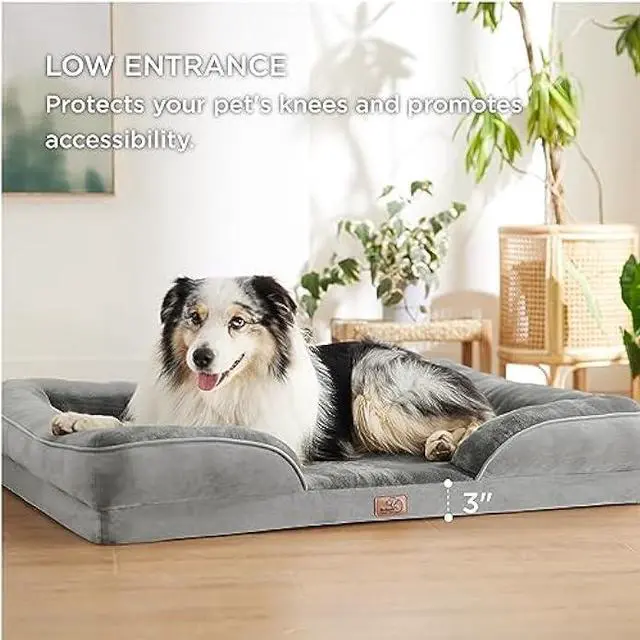 Alt view image 5 of 6 - Bedsure Orthopedic Dog Bed for Extra Large Dogs - XL Washable Dog Sofa Bed Large, Supportive Foam Pet Couch Bed with Removable Washable Cover, Waterproof Lining and Nonskid Bottom, Grey