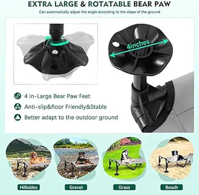 Alt view image 2 of 6 - Extra Large Elevated Dog Bed Chew Proof,Cooling Outdoor Dog Bed with Powerful Anti-Slip Feet/Washable Breathable Mesh,Raised Dog Bed with Double Side Slope Headrest,Pet Cot for Outside/Camping/Indoor