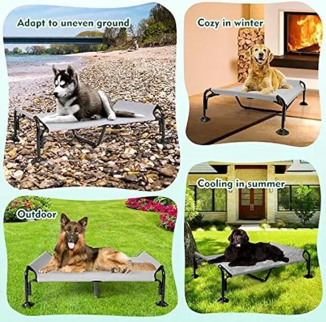 Alt view image 6 of 6 - Extra Large Elevated Dog Bed Chew Proof,Cooling Outdoor Dog Bed with Powerful Anti-Slip Feet/Washable Breathable Mesh,Raised Dog Bed with Double Side Slope Headrest,Pet Cot for Outside/Camping/Indoor