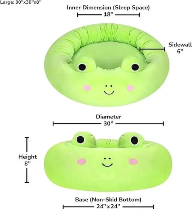 Alt view image 3 of 6 - Squishmallows 30-Inch Wendy Frog Pet Bed - Large Ultrasoft Official Squishmallows Plush Pet Bed