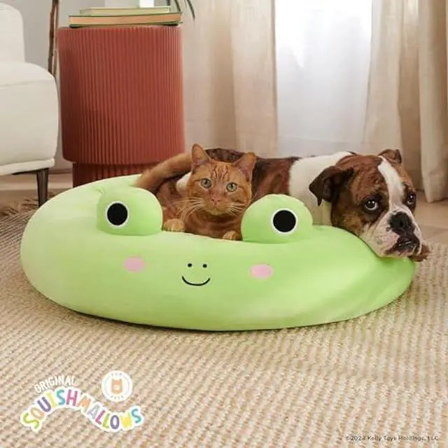 Alt view image 6 of 6 - Squishmallows 30-Inch Wendy Frog Pet Bed - Large Ultrasoft Official Squishmallows Plush Pet Bed