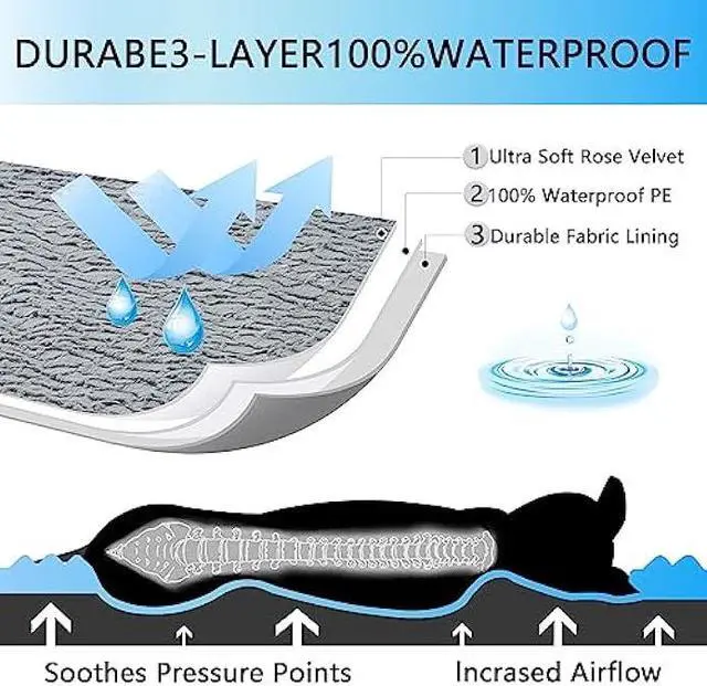 Alt view image 4 of 6 - Dog Beds for Large Dog Orthopedic Dog Bed for Large Dogs Egg Foam Sofa Dog Bed with Waterproof Lining Large Dog Bed with Removable Washable Cover Nonskid Bottom Dog Crate Bed,XL 42x30x7.5Inch, Grey