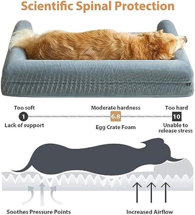 Dog Bed For Extra Large Dogs, Memory Foam Orthopedic L-Shape Dog Beds With  Removable Washable Cover, Cozy Plush Dog Sofa, Pet Bed With Waterproof