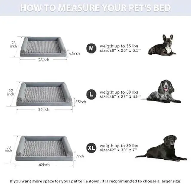 Alt view image 5 of 6 - BFPETHOME Dog Beds for Large Dogs, Orthopedic Dog Bed for Medium Large Dogs, Egg- Foam Dog Crate Bed (XL(42 * 30 * 7) Inch, Grey)