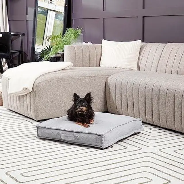 Alt view image 3 of 6 - Happy Hounds Milo Square Tufted Pillow Dog Bed, Cement, Small (24 x 24)