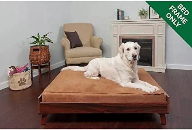 Alt view image 3 of 7 - Furhaven (Old Version) Elevated Dog Bed Frame for 44 x 35 XL Dog Beds, Easy Assembly - Mid-Century Modern Bed Frame - Walnut, Jumbo/XL