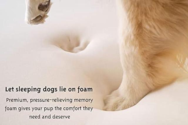 Alt view image 6 of 7 - PAW Brands Puprug Faux Fur Memory Foam Orthopedic Dog Bed, Premium Memory Foam Base, Ultra-Soft Faux Fur Cover, Modern and Attractive Design (Large/Extra Large - 50 L X 30 W, White Curve)