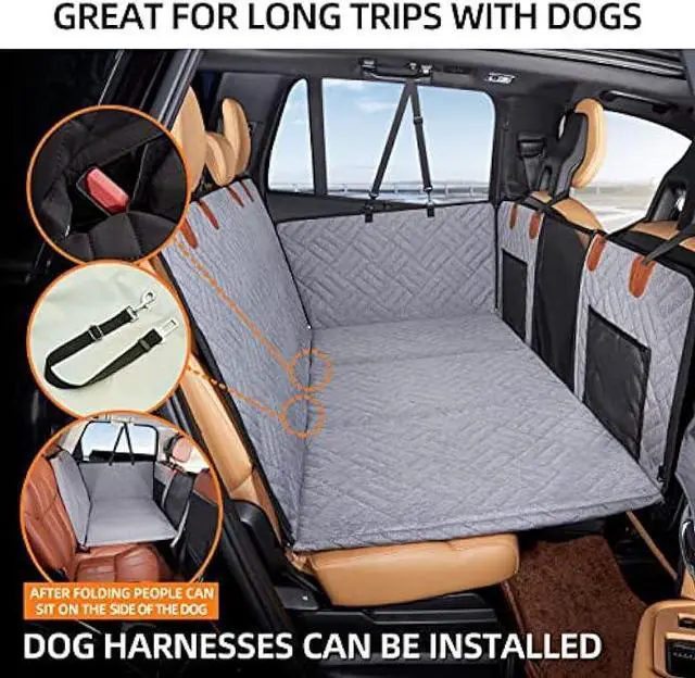 Alt view image 3 of 6 - YJGF Back Seat Extender for Dogs, Seat Cover for Back Seat Bed Inflatable for Car Camping Air Mattress,Dog Hammock for Car Travel Bed,Non Inflatable Car Bed Mattress for Car SUV Truck (Grey)