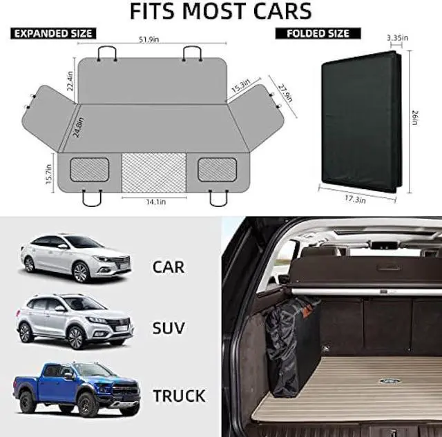 Alt view image 6 of 6 - YJGF Back Seat Extender for Dogs, Seat Cover for Back Seat Bed Inflatable for Car Camping Air Mattress,Dog Hammock for Car Travel Bed,Non Inflatable Car Bed Mattress for Car SUV Truck (Grey)