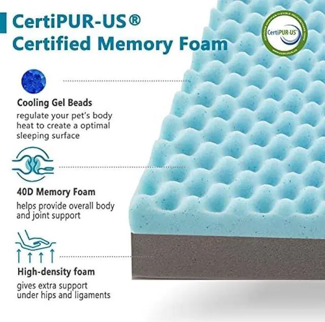 Alt view image 3 of 6 - Orthopedic Memory Foam Dog Bed for Large Dogs, Cooling Dog Bed, 47 inches XL Washable Dog Bed with Waterproof Liner and Gel Memory Foam, Comfy Dog Crate Mat Fits up to 110 lbs Pets