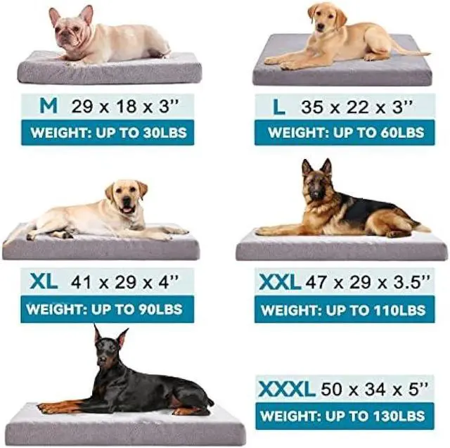Alt view image 4 of 6 - Orthopedic Memory Foam Dog Bed for Large Dogs, Cooling Dog Bed, 47 inches XL Washable Dog Bed with Waterproof Liner and Gel Memory Foam, Comfy Dog Crate Mat Fits up to 110 lbs Pets