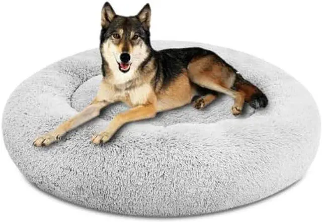 Main image of SAVFOX Plush Calming Dog Beds, Donut Dog Bed for Small Dogs, Medium, Large & X-Large, Comfy Cuddler Dog Bed and Cat Bed in Faux Fur, Washable Dog Bed, Multiple Sizes XS-XXL