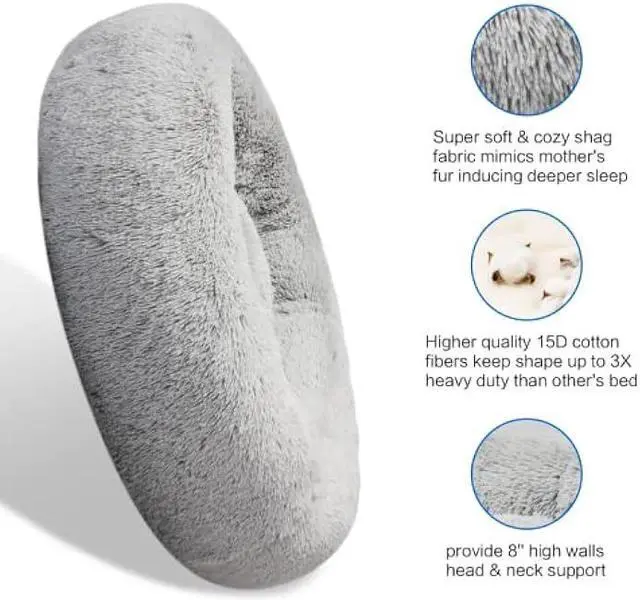 Alt view image 3 of 6 - SAVFOX Plush Calming Dog Beds, Donut Dog Bed for Small Dogs, Medium, Large & X-Large, Comfy Cuddler Dog Bed and Cat Bed in Faux Fur, Washable Dog Bed, Multiple Sizes XS-XXL