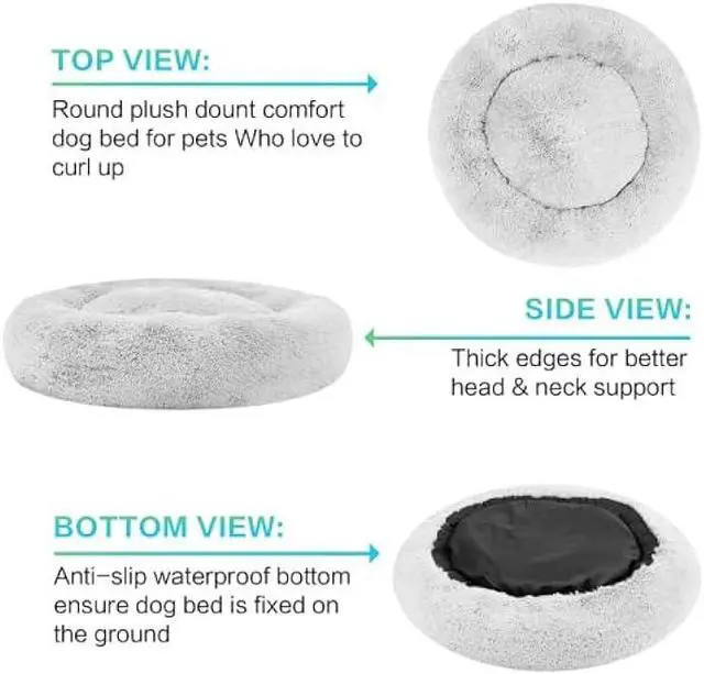 Alt view image 4 of 6 - SAVFOX Plush Calming Dog Beds, Donut Dog Bed for Small Dogs, Medium, Large & X-Large, Comfy Cuddler Dog Bed and Cat Bed in Faux Fur, Washable Dog Bed, Multiple Sizes XS-XXL