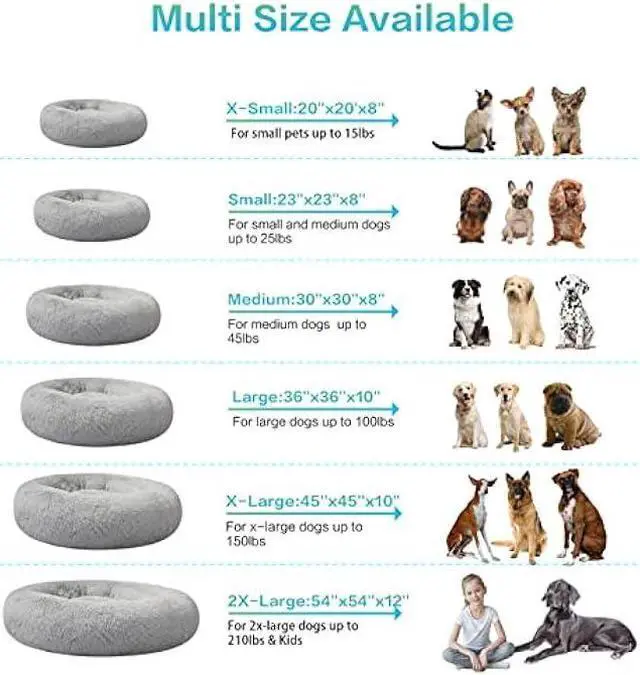 Alt view image 6 of 6 - SAVFOX Plush Calming Dog Beds, Donut Dog Bed for Small Dogs, Medium, Large & X-Large, Comfy Cuddler Dog Bed and Cat Bed in Faux Fur, Washable Dog Bed, Multiple Sizes XS-XXL