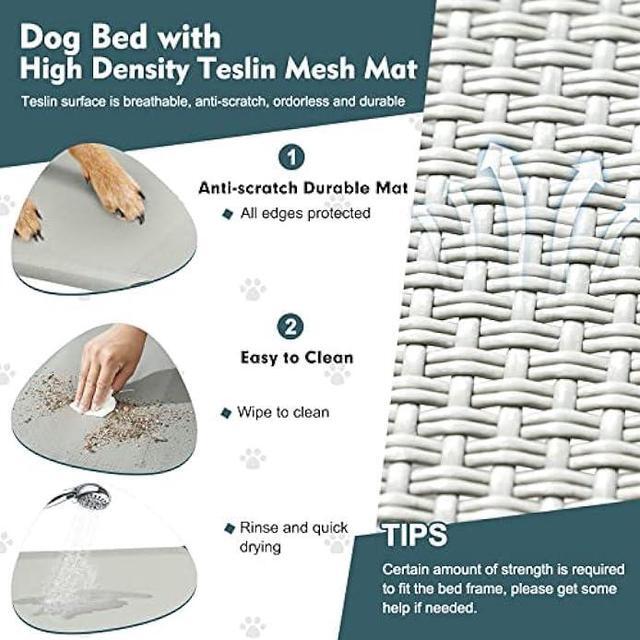 Alt view image 4 of 6 - Upgraded Elevated Dog Bed with Canopy, Portable Raised Outdoor Dog Bed with Stable Anti-Slip Feet, Wider Shade Pet Bed Cot, Raised Dog Beds for Large Dogs Camping, Indoor & Outdoor Use