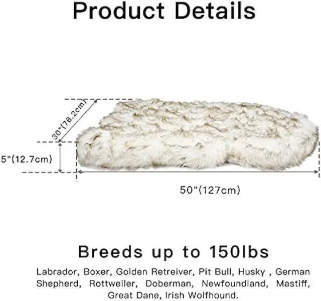Alt view image 2 of 6 - Laifug Luxury Faux Fur Dog Bed5-inch Thick Grade Ultra Soft Orthopedic Memory Foam Dog Bed with Faux Fur Cover, Plush Pup Rug with Removable CoverWaterproof LinerGray-BrownWhite