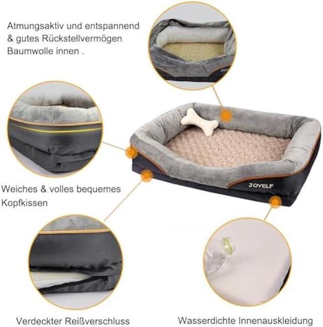 Alt view image 5 of 5 - JOYELF Large Memory Foam Dog Bed, Orthopedic Dog Bed & Sofa with Removable Washable Cover and Squeaker Toy as Gift