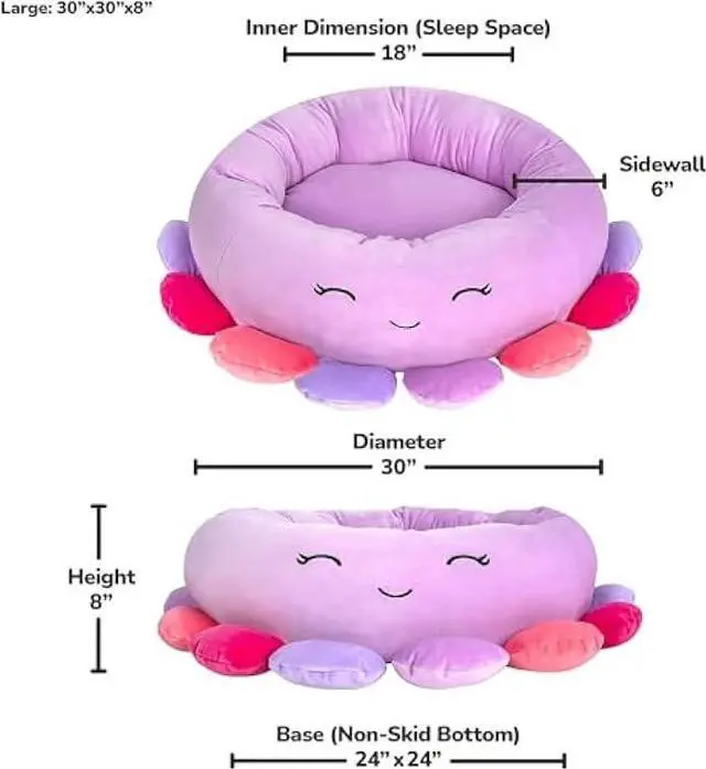 Alt view image 3 of 5 - Squishmallows 30-Inch Beula Octopus Pet Bed - Large Ultrasoft Official Squishmallows Plush Pet Bed