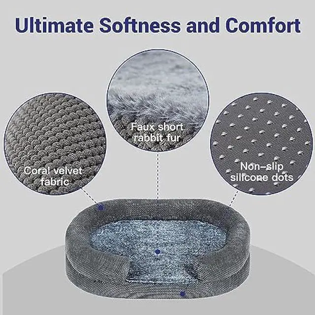 Alt view image 4 of 7 - Miorun Orthopedic Dog Beds for Large Dog, Egg-Crate Memory Foam Sofa with Sides and Washable Cover, Large Dog Bed and Couch with Washable Removable Cover and Non-Slip Bottom, L