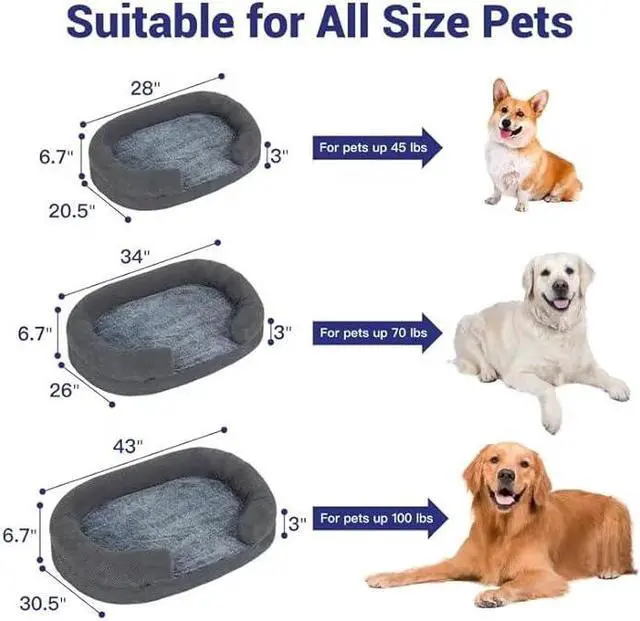 Alt view image 6 of 7 - Miorun Orthopedic Dog Beds for Large Dog, Egg-Crate Memory Foam Sofa with Sides and Washable Cover, Large Dog Bed and Couch with Washable Removable Cover and Non-Slip Bottom, L
