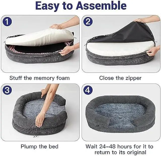 Alt view image 7 of 7 - Miorun Orthopedic Dog Beds for Large Dog, Egg-Crate Memory Foam Sofa with Sides and Washable Cover, Large Dog Bed and Couch with Washable Removable Cover and Non-Slip Bottom, L