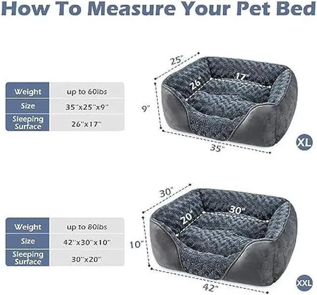 Alt view image 3 of 7 - INVENHO XX-Large Dog Bed for Large Medium Small Dogs, Rectangle Washable Dog Bed, Orthopedic Dog Bed, Soft Calming Sleeping Puppy Bed Durable Pet Cuddler with Anti-Slip Bottom XXL(42x30x10)