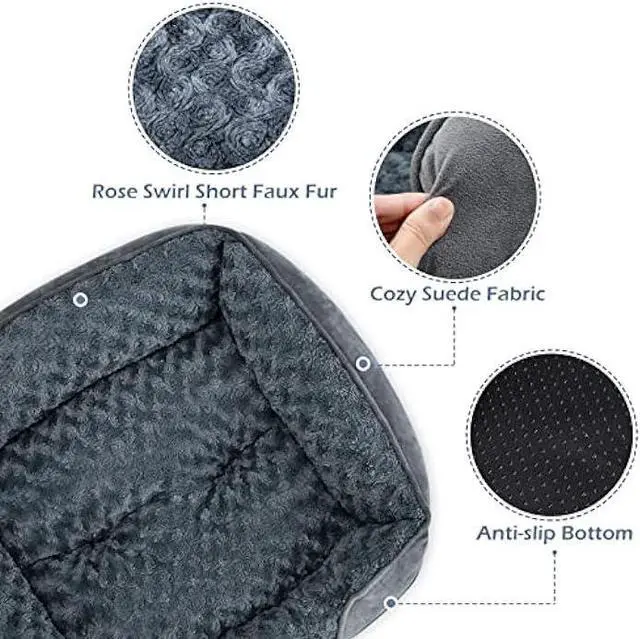 Alt view image 4 of 7 - INVENHO XX-Large Dog Bed for Large Medium Small Dogs, Rectangle Washable Dog Bed, Orthopedic Dog Bed, Soft Calming Sleeping Puppy Bed Durable Pet Cuddler with Anti-Slip Bottom XXL(42x30x10)