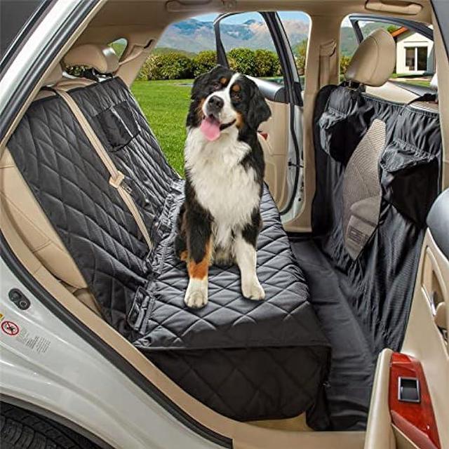 Dog Car Seat Cover for Back Seat, Waterproof Dogs Hammock with Mesh Window  and P
