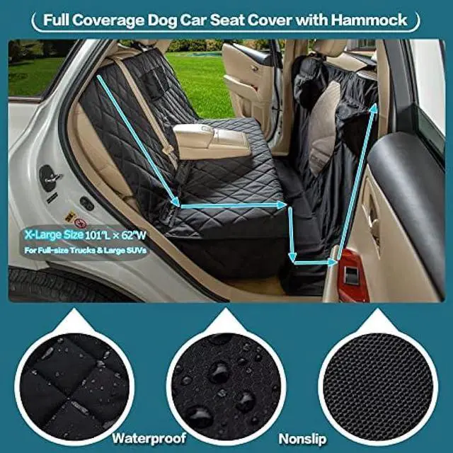 Alt view image 4 of 6 - YEENIS Car Seat Cover for Dogs All Covered Back Seat Cover with Mesh Window, Bench and Hammock Seat Cover Combination Detachable Pet Seat Cover Suitable for Most Vehicles (Black, X-Large)