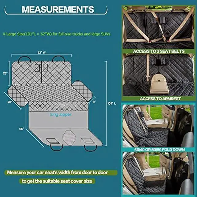 Alt view image 6 of 6 - YEENIS Car Seat Cover for Dogs All Covered Back Seat Cover with Mesh Window, Bench and Hammock Seat Cover Combination Detachable Pet Seat Cover Suitable for Most Vehicles (Black, X-Large)