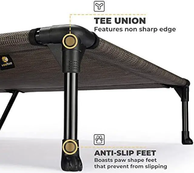 Alt view image 4 of 6 - Veehoo Cooling Elevated Dog Bed, Portable Raised Pet Cot with Washable & Breathable Mesh, No-Slip Feet Durable Dog Cots Bed for Indoor & Outdoor Use, XX-Large, Brown