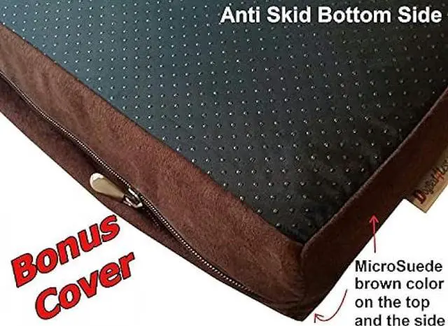 Alt view image 5 of 7 - Dogbed4less XL Durable Waterproof Orthopedic Cooling Memory Foam Dog Pet Bed with Extra External Cover, Bombay Brown, 40X35X4 Inches