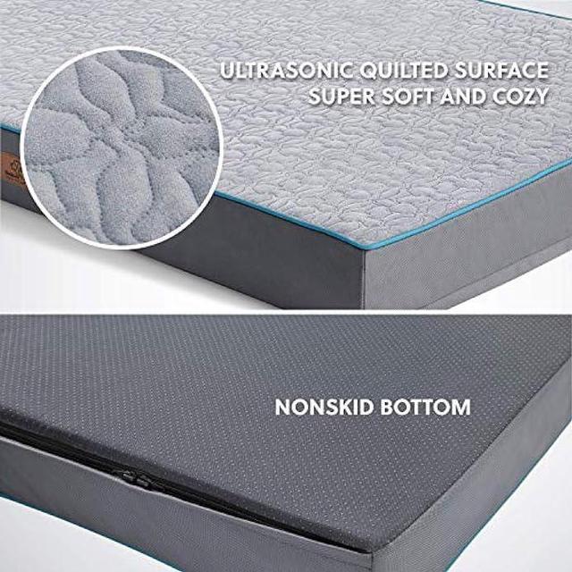 Alt view image 6 of 6 - Bedsure Orthopedic Dog Bed for Extra Large Dogs - XL Memory Foam , 2-Layer Thick Pet Bed with Removable Washable Cover and Waterproof Lining (44x32x4 Inches), Grey